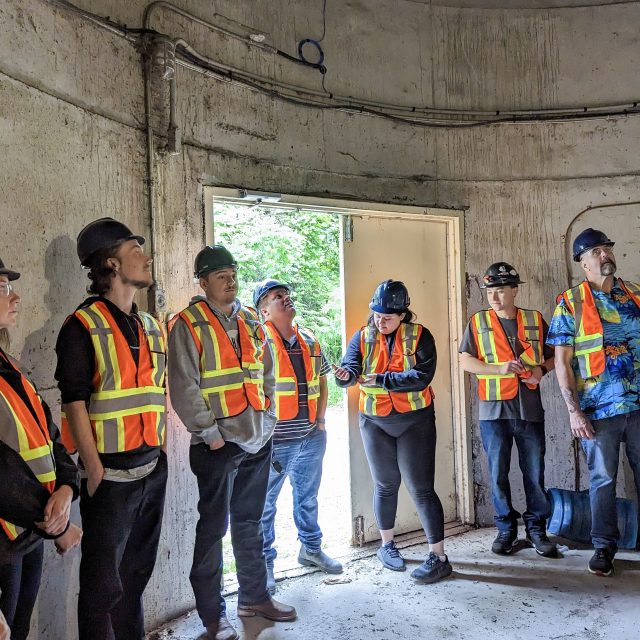 One highlight of the first week was a tour of the Rama First Nation water distribution system and the drinking water treatment plant. Chad McRae, the Overall Responsible Operator, took the interns on a tour of the distribution system where they got to see the inside of a water tower.